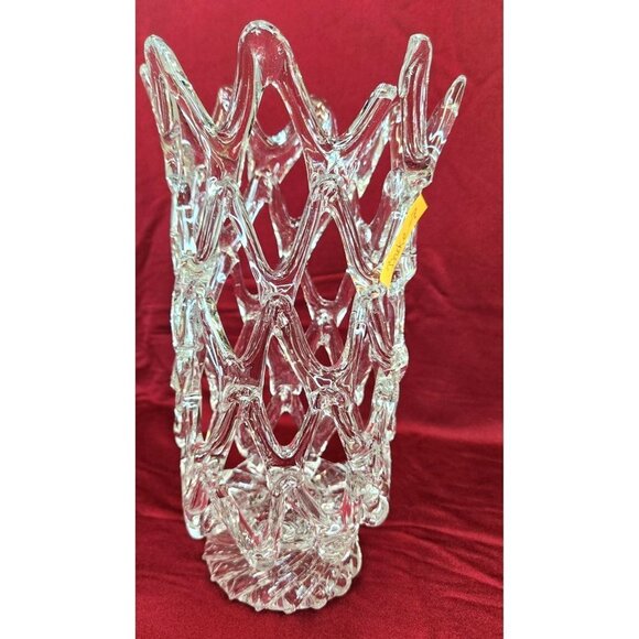 Murano Glass LATTICE WEB Art Glass Vase MCM Hand Blown Pulled Glass 13.5 X 6 IN - Picture 6 of 9